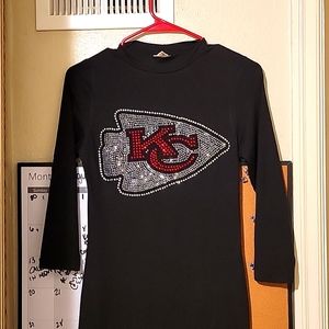 Little Black Dress with Sequin Chiefs Logo. Yelete. Size small